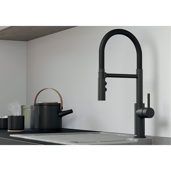 Baterie bucatarie Blanco Catris-S Flexo 525793 Black Matt