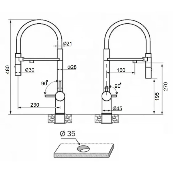 Baterie bucatarie Fabiano FKM 3130 Black Steel