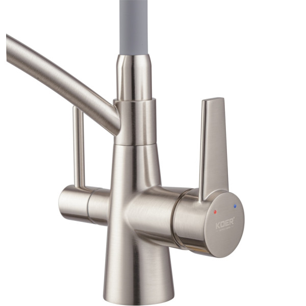 Baterie bucătărie 3-în-1 KOER KB-72003-02, inox (cu filtrare apă)