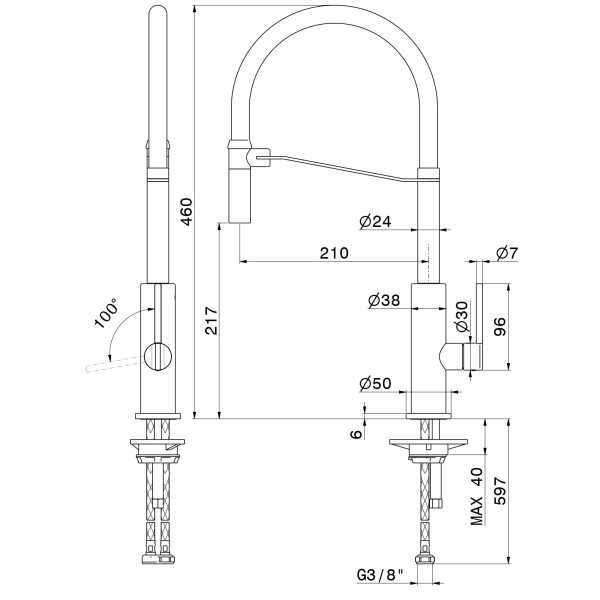 Baterie bucatarie Newform Konbu 72545.01.093 Black Matt