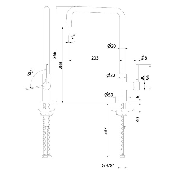 Baterie bucatarie Newform Square 71821.21.018 Chrome