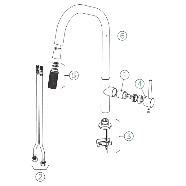 Baterie bucatarie Schock Talinos Pull-Out White Gold