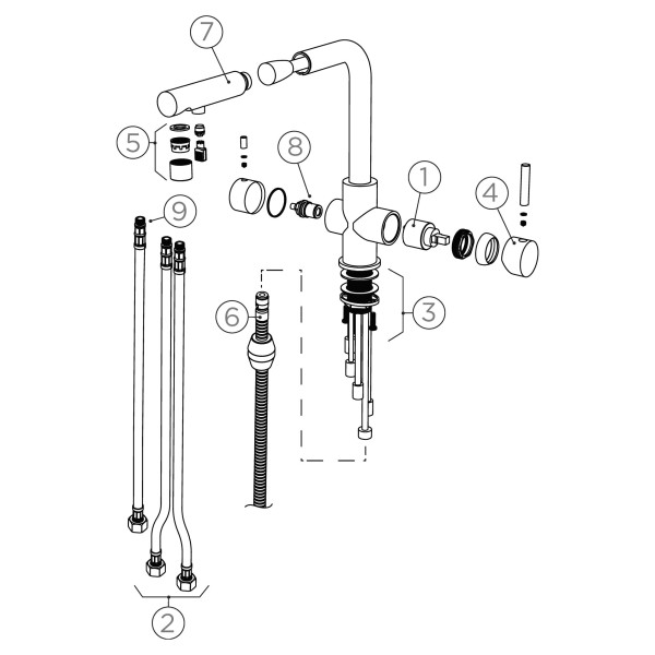 Baterie bucatarie Schock Vitus 560120 Pull-Out Dush White Gold