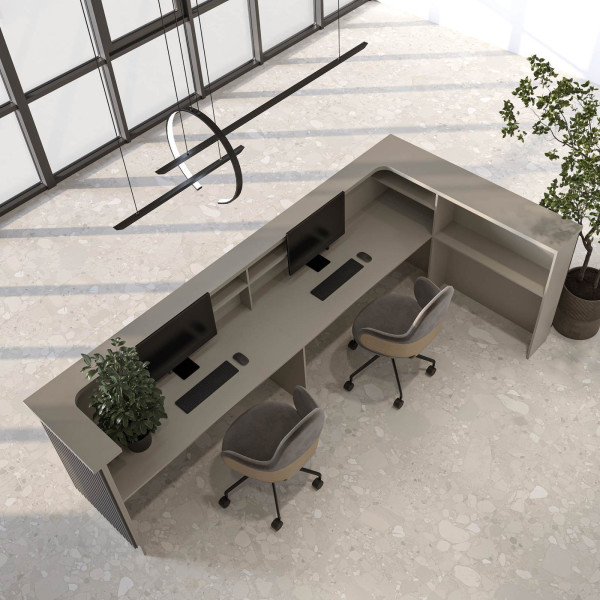 Mobila masa receptie cu lamele 350x170