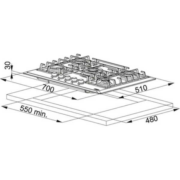 Plita pe gaz Franke FHMR 705 4G TC OA E