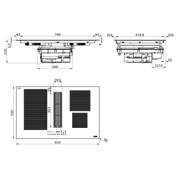 Plita cu inductie cu hota incorporata Franke FMA 8381 R HI Nero