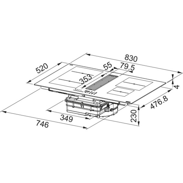 Plita cu inductie cu hota incorporata Franke FMA 8381 R HI Nero