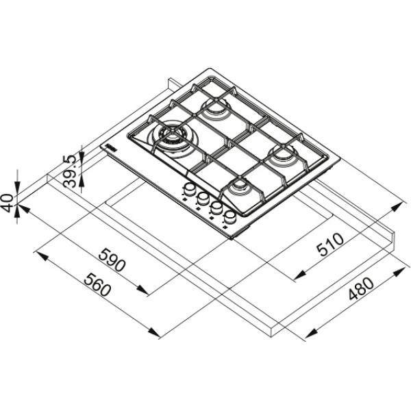 Plita pe gaz Franke FHNE 604 3G TC XS C IX