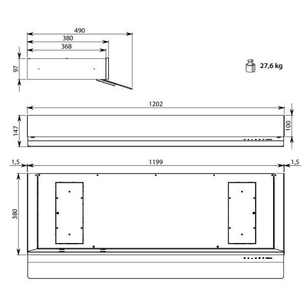 Hota de perete Falmec Shelf 120 Black 500