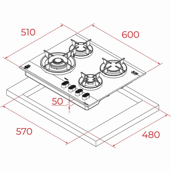 Plita pe gaz Teka Van Gogh GBC 64 VB VG