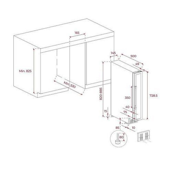 Racitor de vinuri Incorporabil Teka RVU 10008 GBK